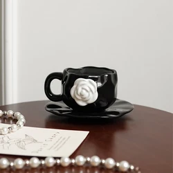 Exquisite High - End Camellia Ceramic Mug - Niche Design Gift Souvenir - 301 - 400ml (Cup and saucer)