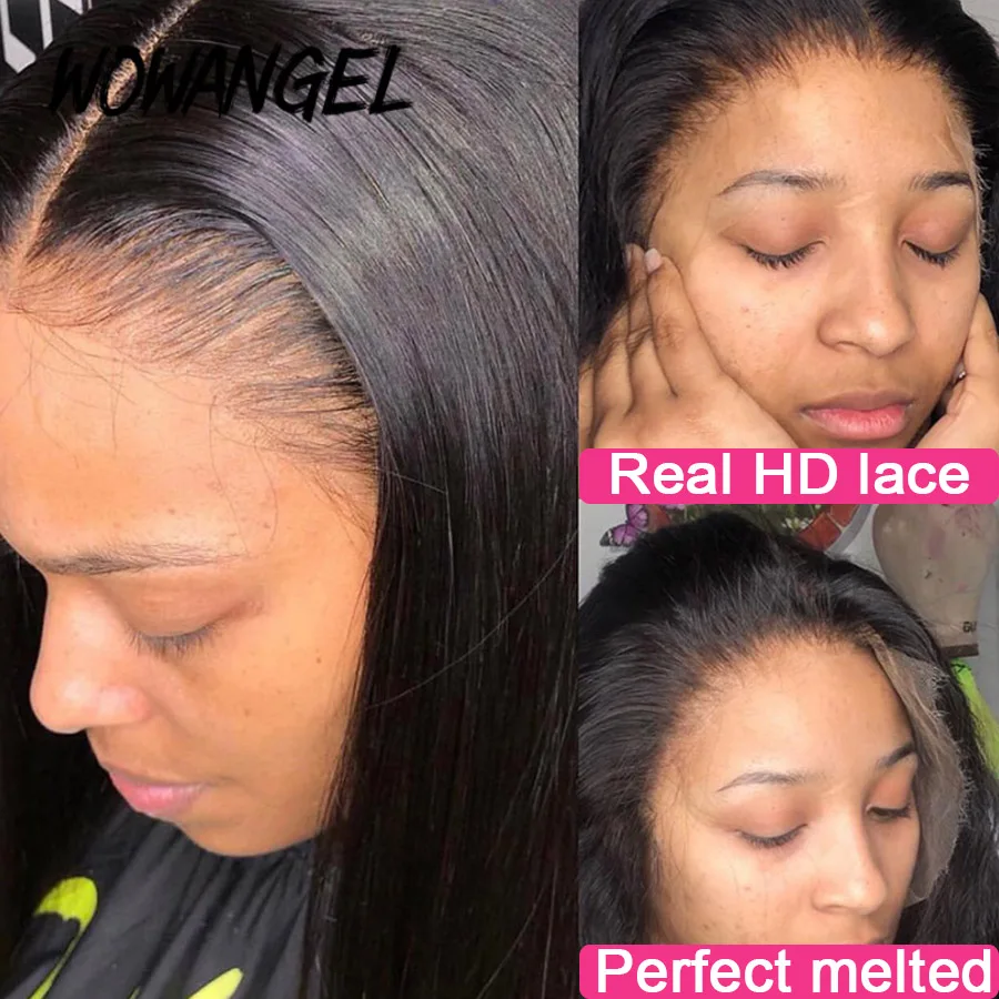 Lace Wigs Wow Angel 13x6 HD lace Frontal Invisible Transparent Melt Skins  Straight 13x4 Only Human Hair Remy Pre Plucked 230807