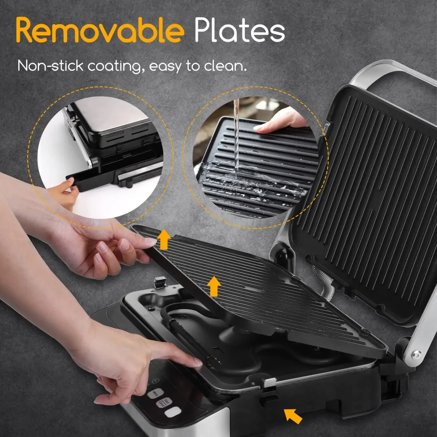 Taylor 10 in 1 Press Sandwich Maker, 1600W Electric Indoor Grill with Non-Stick Double Sided Plates, LED Touch Scr 6