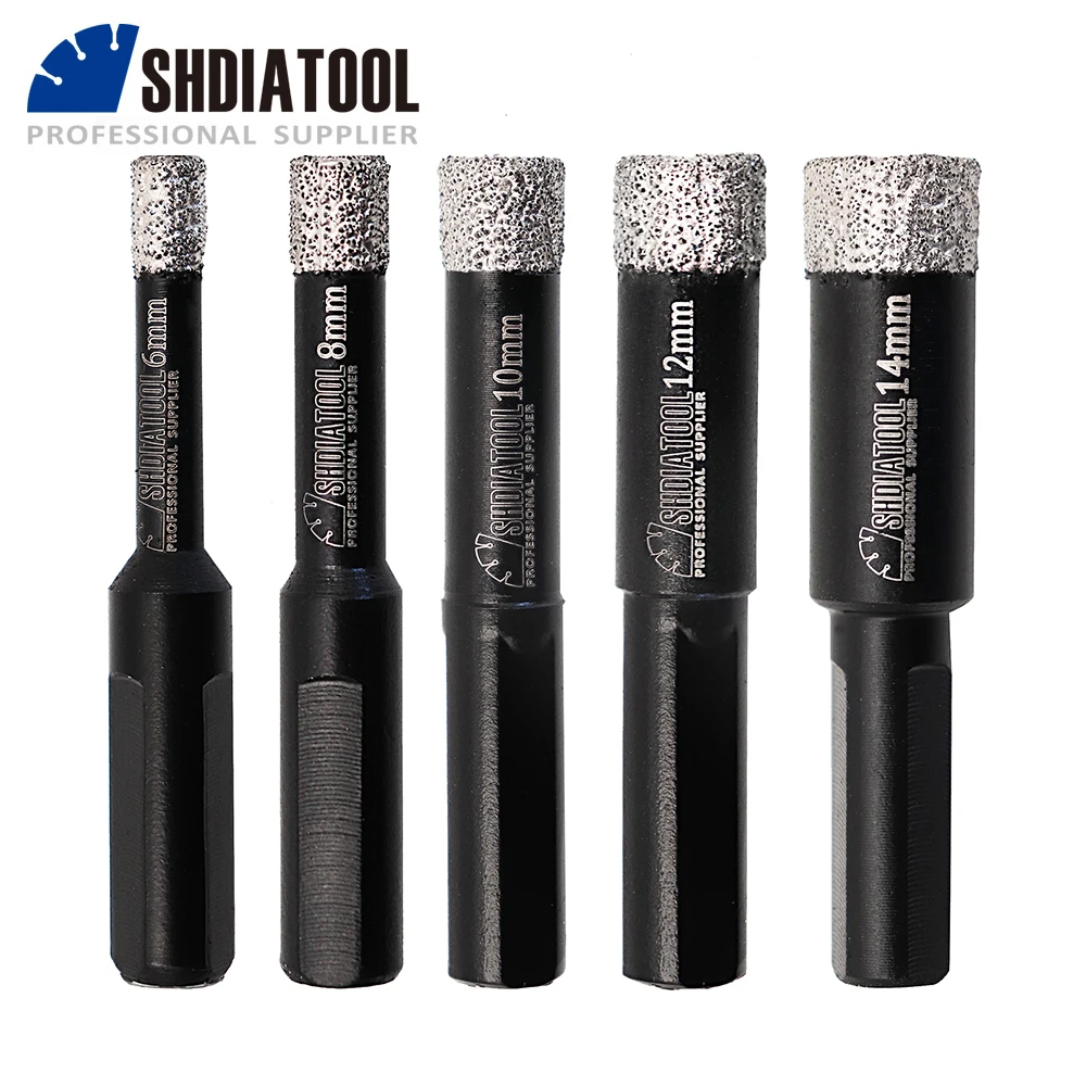 

SHDIATOOL 5pcs/set Diamond Core Drill Bit Brazed Brill Three Sides Triangular Shank Brazed Dry Saw Hole Opener Marble Granite