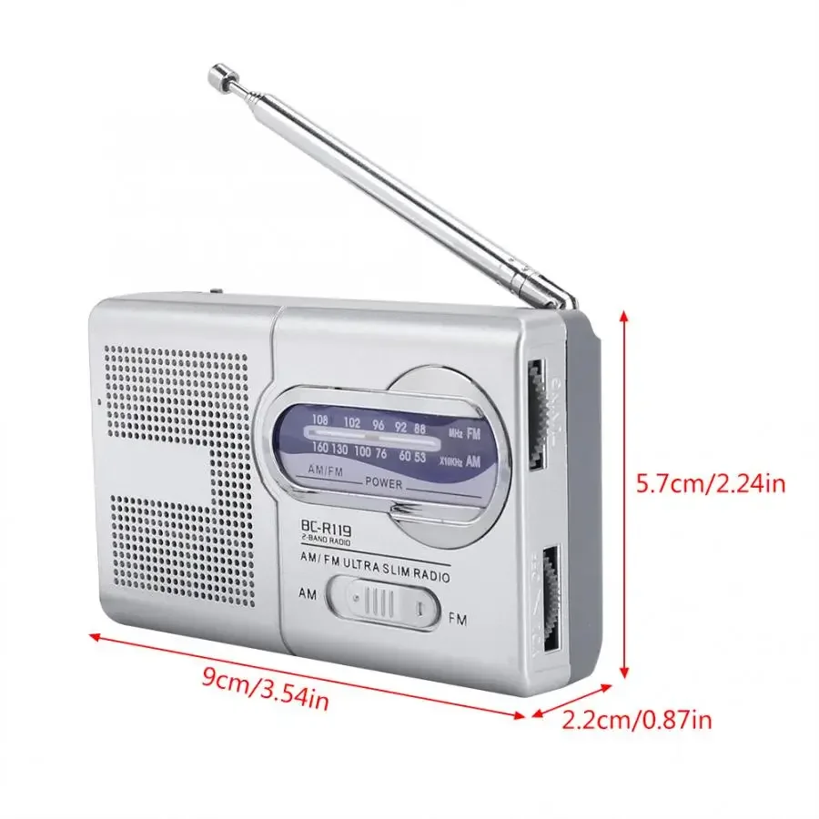 AM/FM Old Fashion Radio Multi-function Mini Pocket AM/FM BC-R119 Radio Speaker Receiver Telescopic Antenna radio receiver