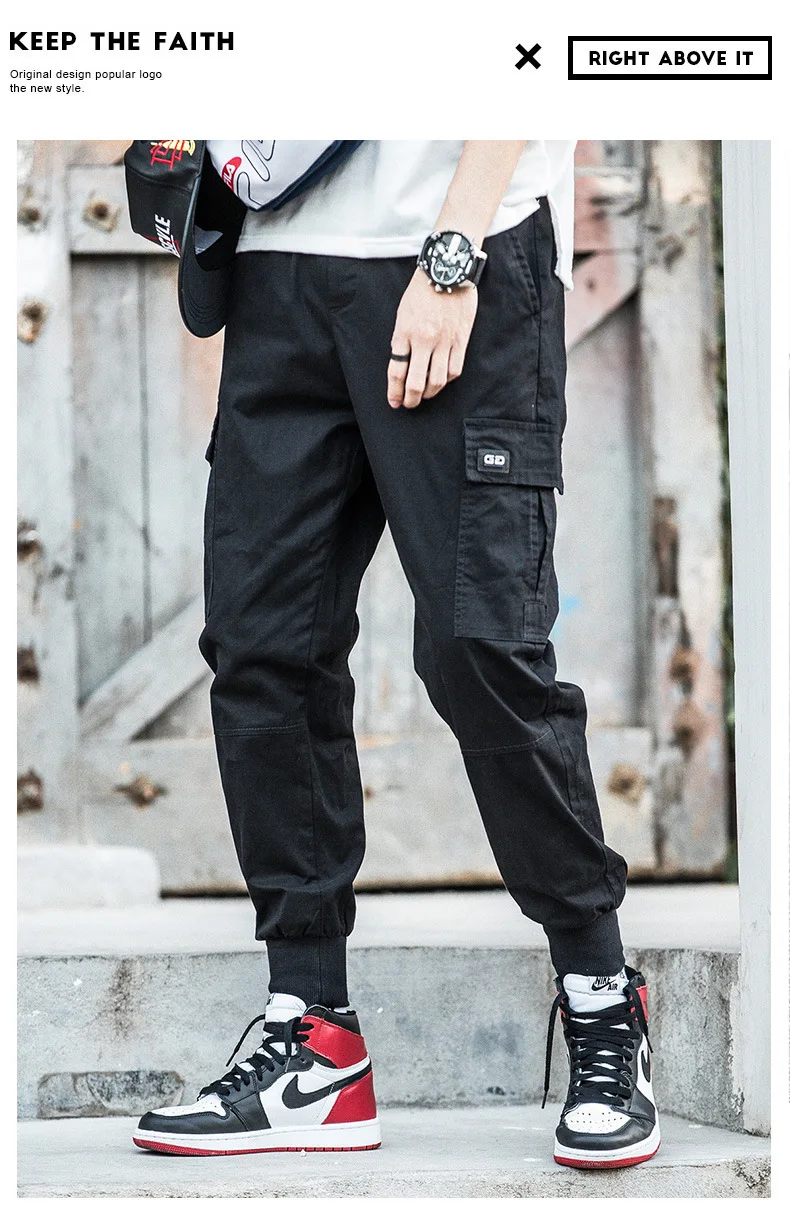 Description Picture 3 of itemCargo pants men's four season fashion brand 95 cotton multi bag leggings men's trousers youth loose sports casual pants