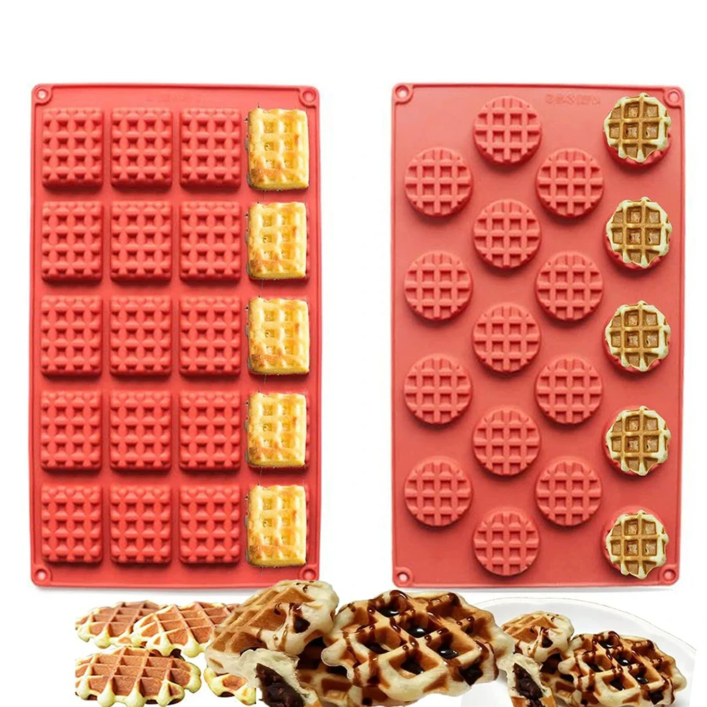 Mini Waffle Silicone Mold Set DIY Round Square Waffle Mould Biscuit Chocolate Mold Non-stick Baking Baking Supplies