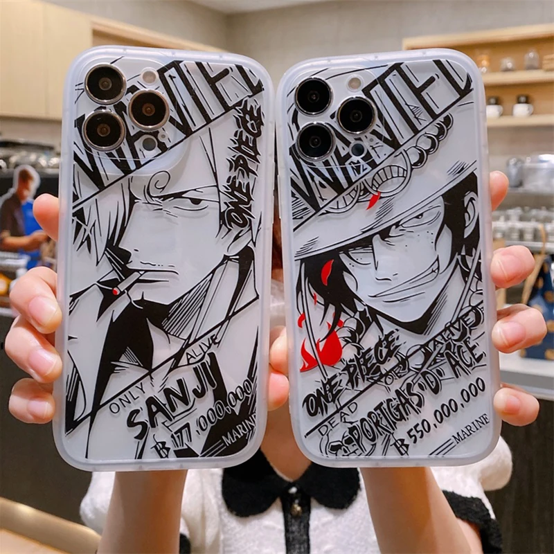 Cute Anime One Piece Rufy Gear 5 Roronoa Zoro Ace Phone Case Per Iphone 14 13 12 11 Pro Max Cover Posteriore Protettiva Antiurto