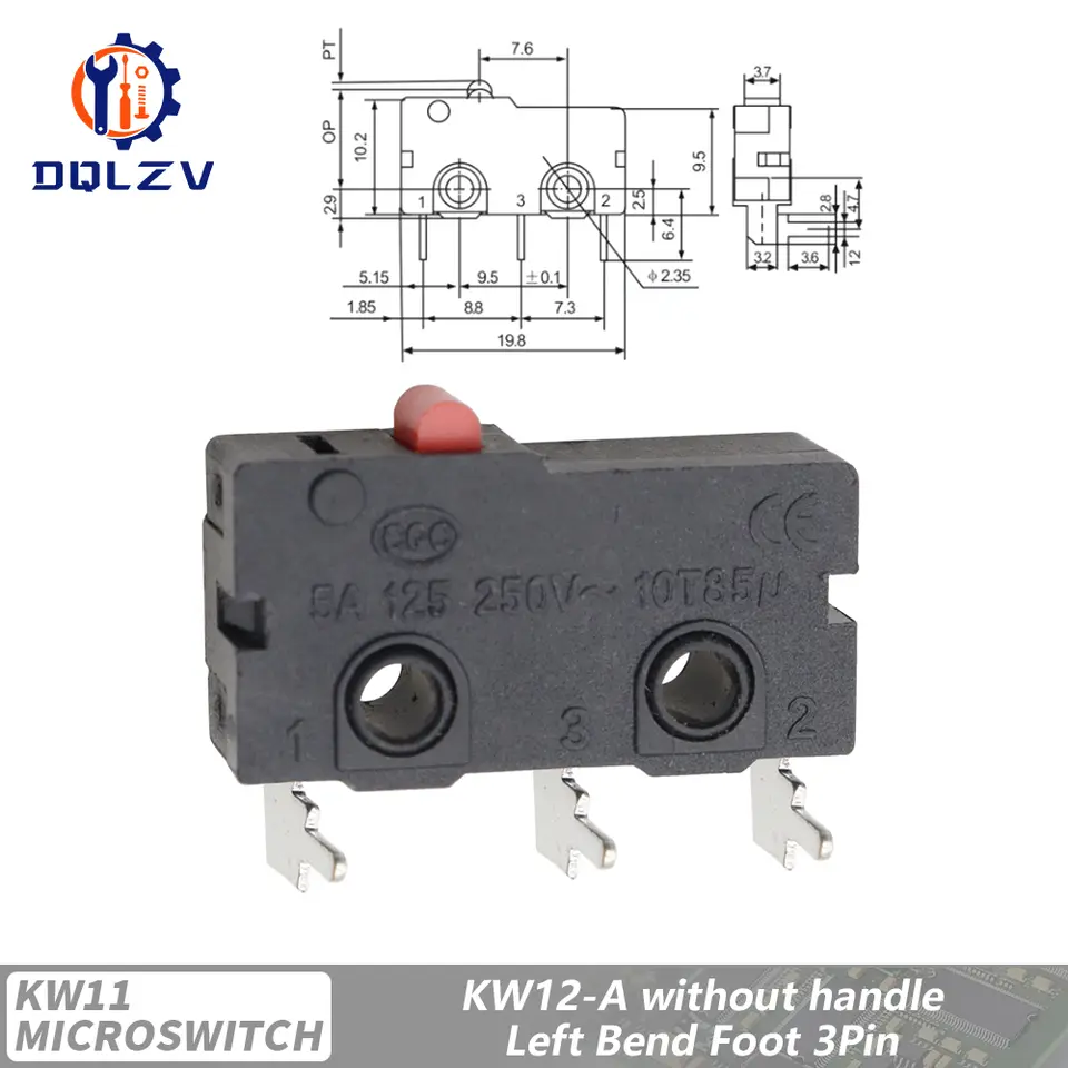 5A 125V250V KW12 Travel Limit Switch KW11-3Z-2 With Handle 16mm Contact Button Micro switch KW12-N 2Pin/3Pin KW12-A NO/NC image 20
