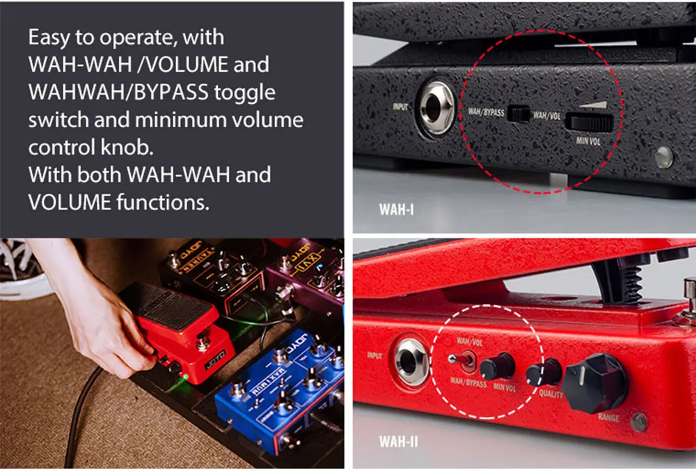 WAH-II Wah Pedal Volume Control 2 in 1 WAH-WAH Pedal Effector 6-speed Adjustable