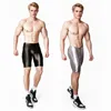 AMORESY Men's Sexy Smooth Shiny Medium Waist Sportswear Elastic Tights Silk Pants Running Sports Breathable Fitness Beach Shorts 1
