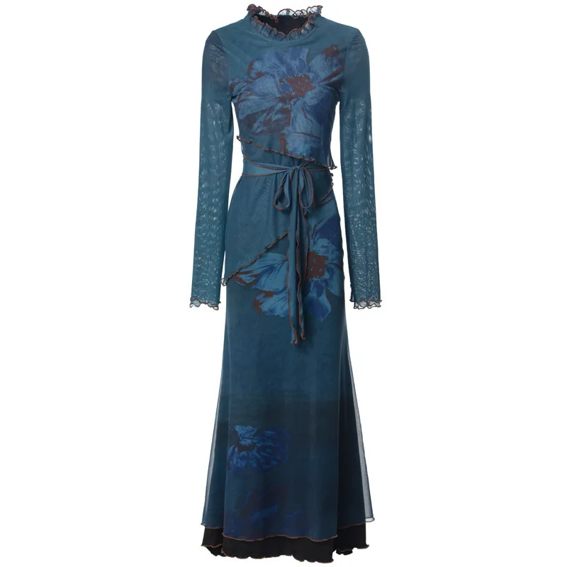 chinese dress ladies Short Glitter-Print Homecoming Dress with Lace-Up Back Lilac / 2XLarge main image 0