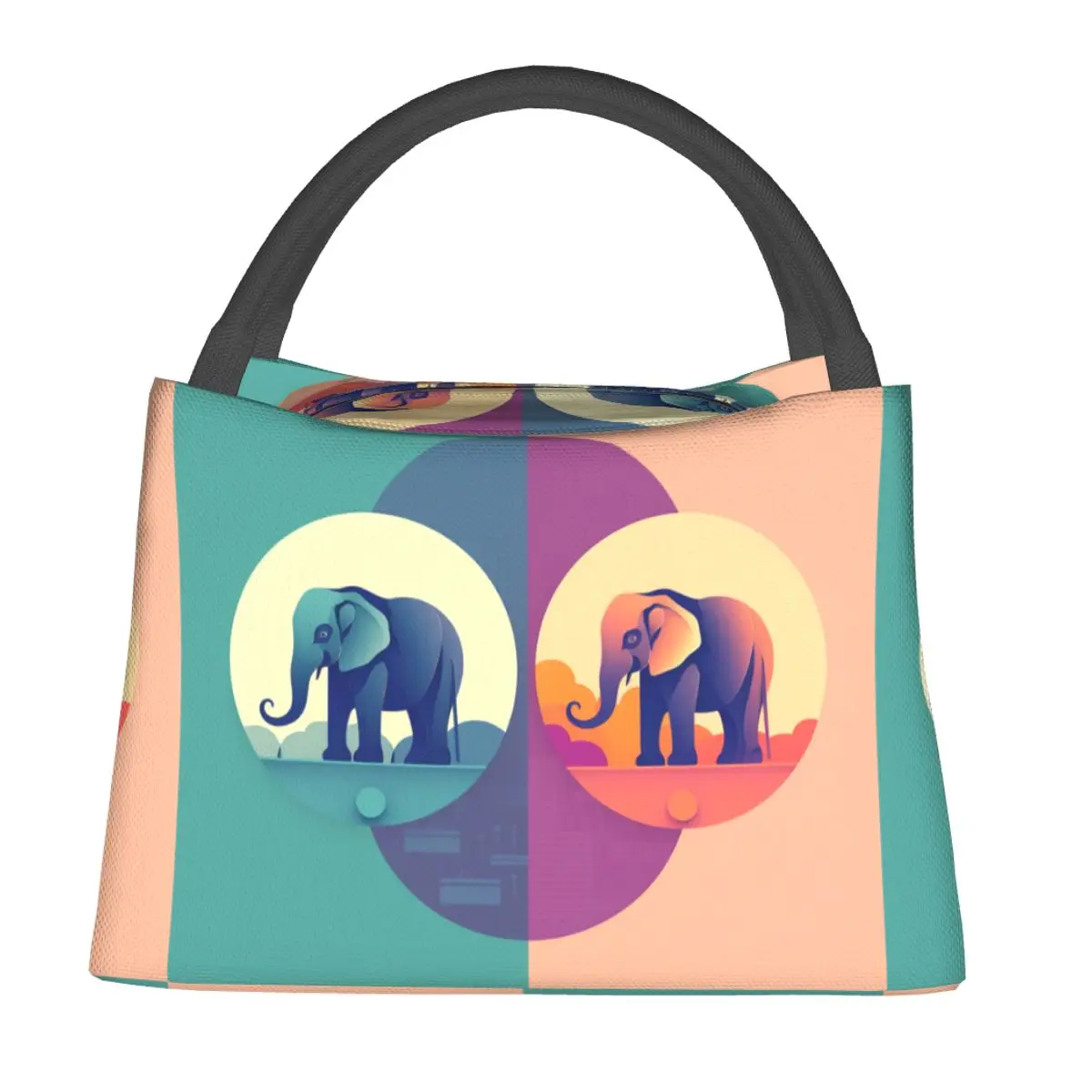 

Elephant Lunch Bag For Women Simple Circle Cute Designer Lunch Box Travel Cooler Bag Portable Oxford Thermal Tote Handbags