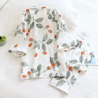 Spring/Summer 2026new Japanese kimono ladies cotton pajamas two-piece three-quarter sleeve trousers loose home service set woman - Image 2