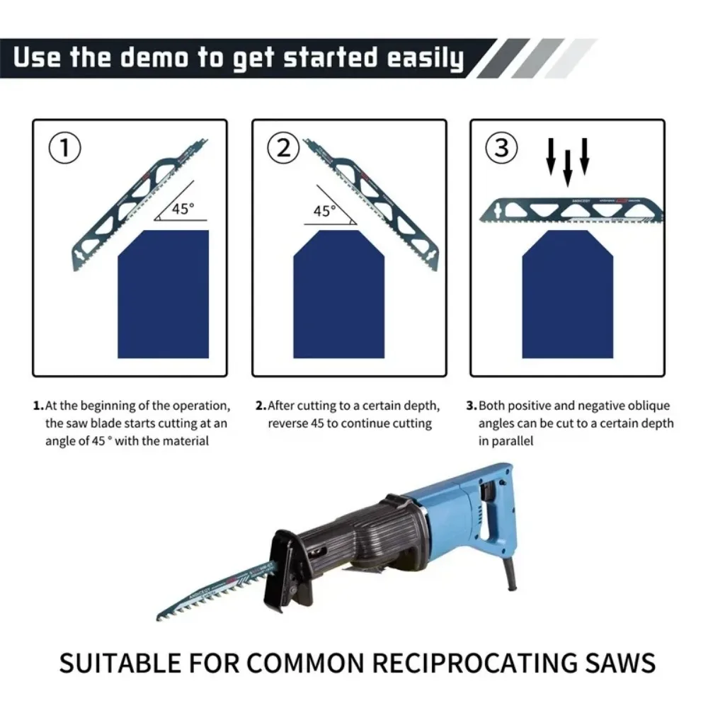 Versatile Alloy Reciprocating Saw Blade for Cutting Bubble Brick Hollow Brick Red Brick and Concrete Block with Hand Tools 6