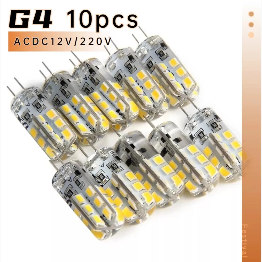 10Pcs G4 Lampadina A Led 2W 3W 5W 9W 10W 12W 15W Ac/Dc12V/Ac220V 3014Smd Lampada In Silicone Bianco Caldo/Bianco L Angolo Di 360 Gradi Luce A Led