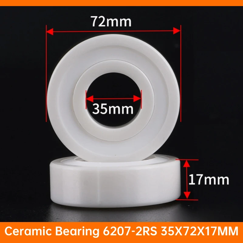 

1PCS 6207CE OPEN 6207-2RS Double Sealed 35x72x17 MM Waterproof zirconia Ceramic Bearing Thin-wall Deep Groove Ball Water-sealed
