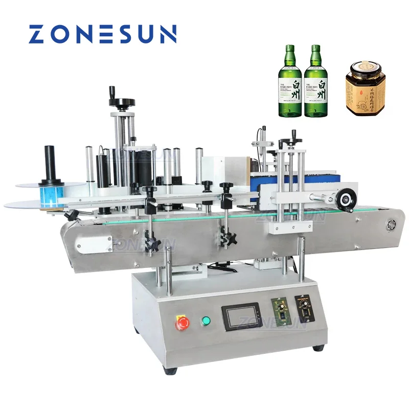 

ZONESUN Round Bottle Labeling Machine ZS-TB150A High Speed Tabletop Automatic Beverage Beer Perfume Can Jar Label Sticker