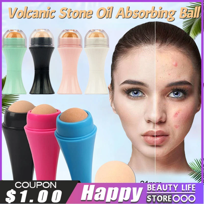 3 Colors Face Volcanic Stone Oil Control Roller Mini Facial Roller Oil