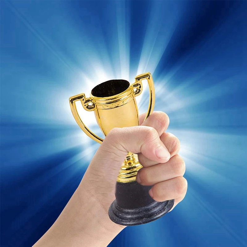40PCS Mini Plastic Gold Cups Trophies For Party Children Early Learning Toys Prizes Children's Holiday Trophy Reward