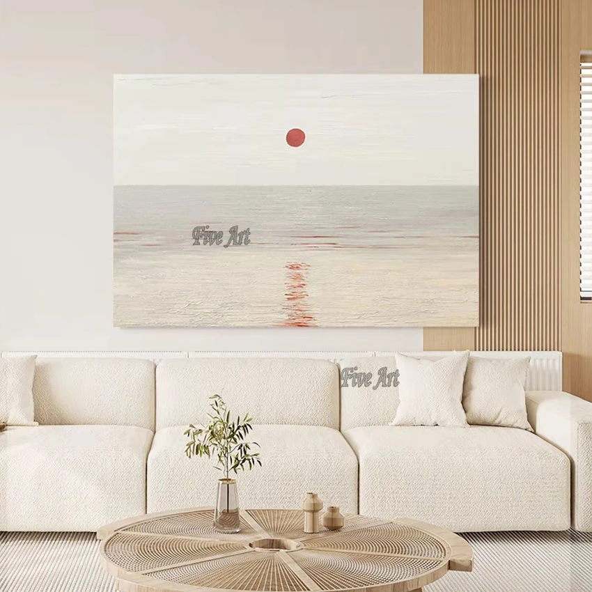 

Custom Artwork Sunrise By The Sea Abstract Landscape Oil Painting Modern Canvas Art Picture For Living Room Import Home Decor