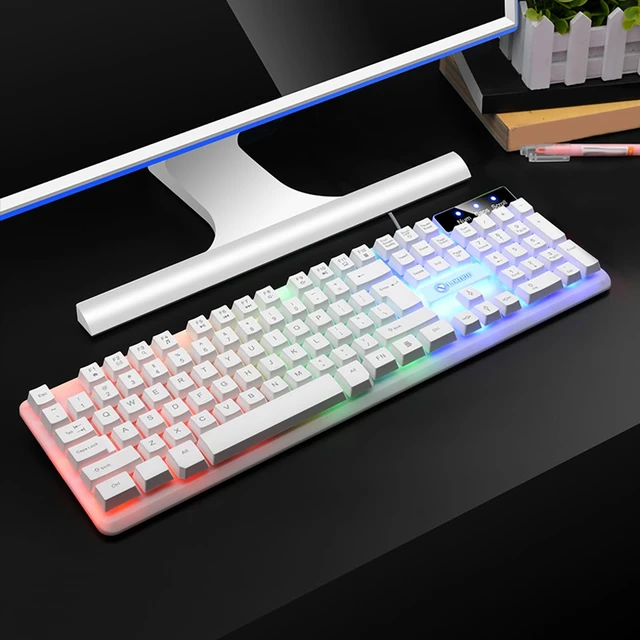 Hot 1000dpi Keyboard Set Gaming Mouse and Keyboard Set Rainbow Backlit Gamer  Computer Waterproof Keyboard for
