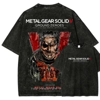 تي شيرت كلاسيكي رائج البيع بطباعة جرافيك من لعبة METAL GEAR SOLID للرجال والنساء، قميص قطني مغسول بتصميم عتيق وحجم كبير، أزياء صيفية جديدة 1