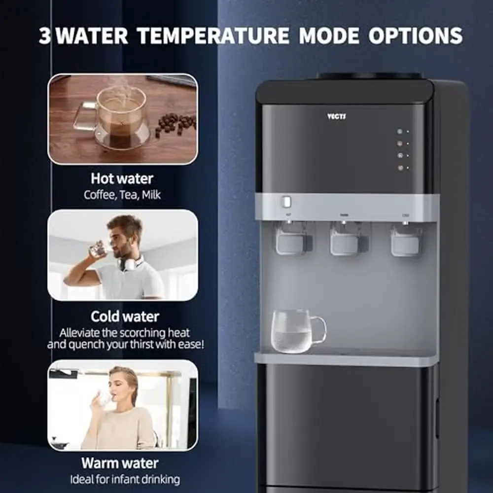 Ice Maker Water Dispenser 27LBS Daily Output Hot Cold Water Supply Child Safety Lock 3-in-1 Functionality Efficient Compressor 4