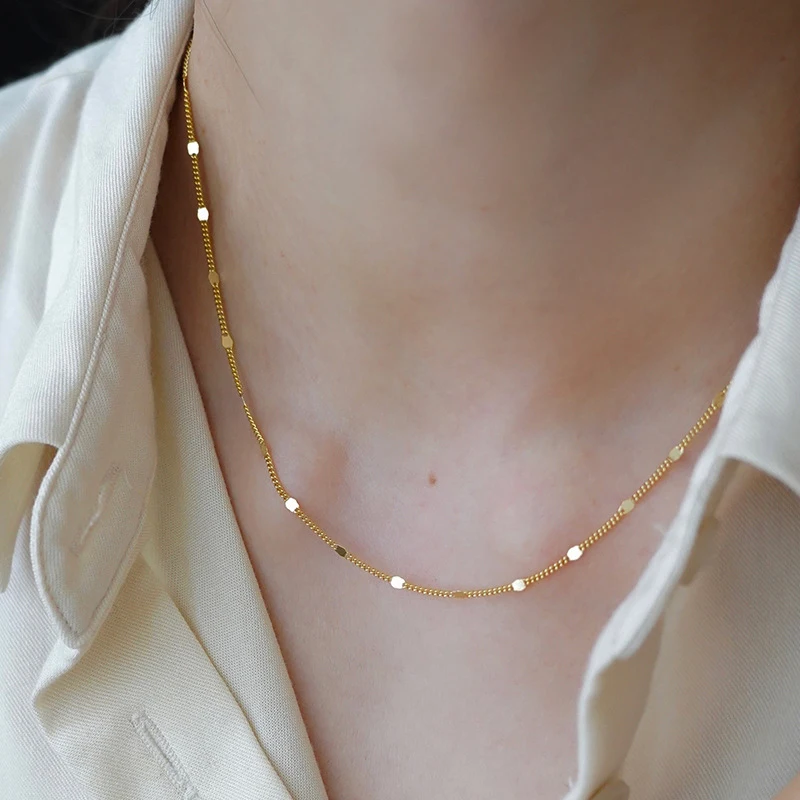 Gold Plated Stainless Steel Minimalist Stacked Choker Chain Necklace Fashion Jewelry Gifts For Women Ladies Students Girls silver necklace cuban link chain necklace gold nameplate necklace stainless steel chain steel chain