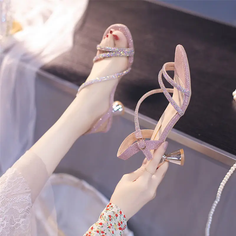 

Luxury Party Women Gladiator Sandals Summer 2022 Sexy Rhinestones Heel Shoe for Women Shoes Free Shipping Wedges Ladies Shoes