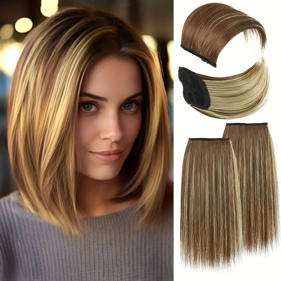 Synthetic Hair Toppers for Women with Invisible Clips