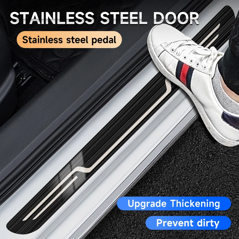 Premium Stainless Steel Car Door Sill Protector Cover - Stylish & Durable Exterior Accessory