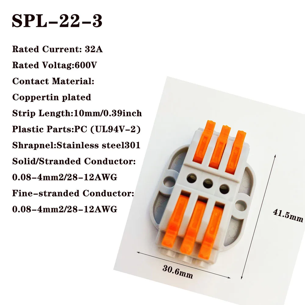 Wire Connector SPL 212 plug in waterproof connector Compact electrical fast connection Universal Terminal Block power connector