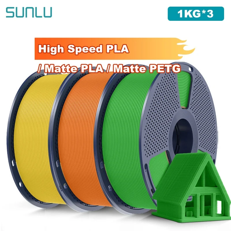 Sunlu 3kg de alta velocidade pla/pla fosco/filamento petg fosco 1.75mm 1kg carretel filamento bem ferido caber na maioria das impressoras 3d fdm