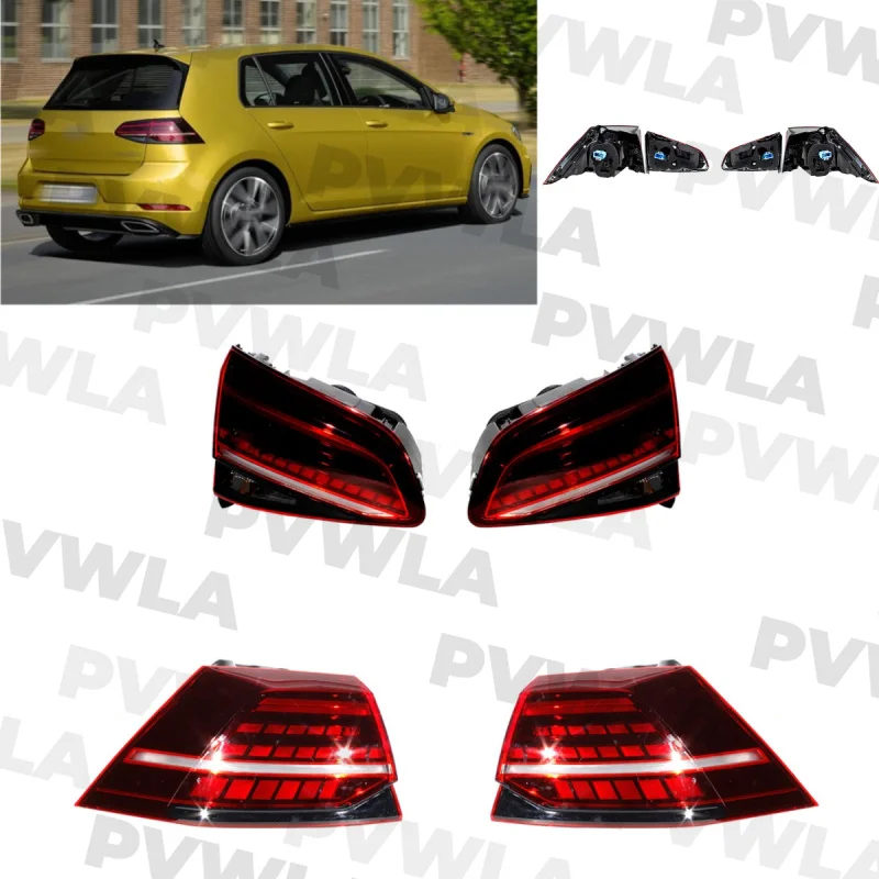 For VW Golf 7.5 2017 2018 2019 2020 European version 1 Set 4pc LED flowing Tail Light Rear Lamp Assembly