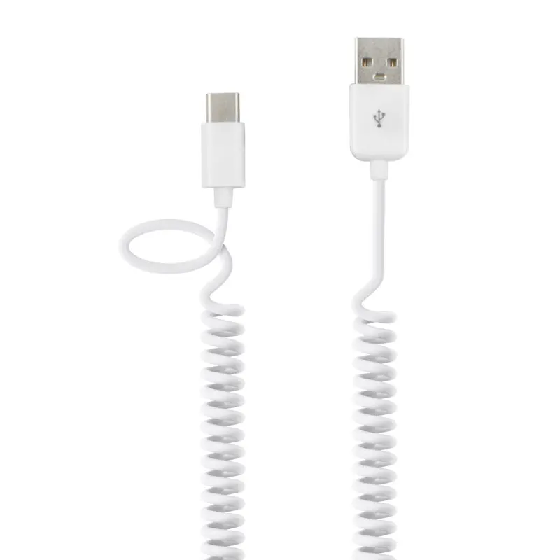 Coiled USB-C Retractable Charging & Data Sync Cable