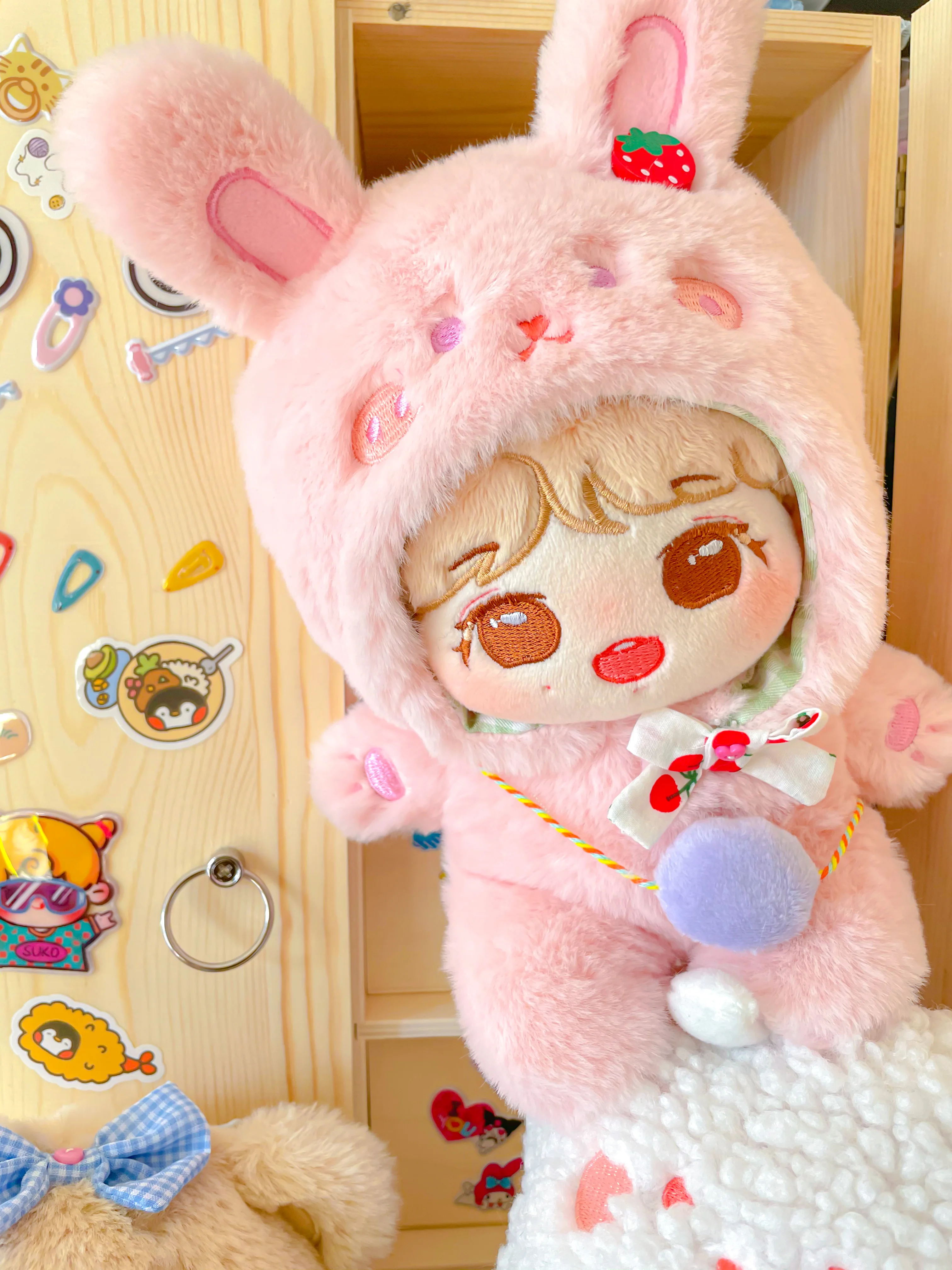 Doll Clothes Barbie Doll Clothes Handmade 2pc/set Plush Bear Rabbit Sheep Jumpsuits Set For 10cm 15cm 20cm Kpop Doll