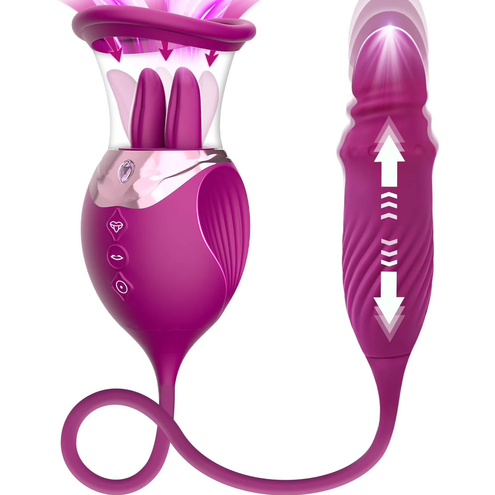 4-In-1 Rose Thrusting Sucking Dildo