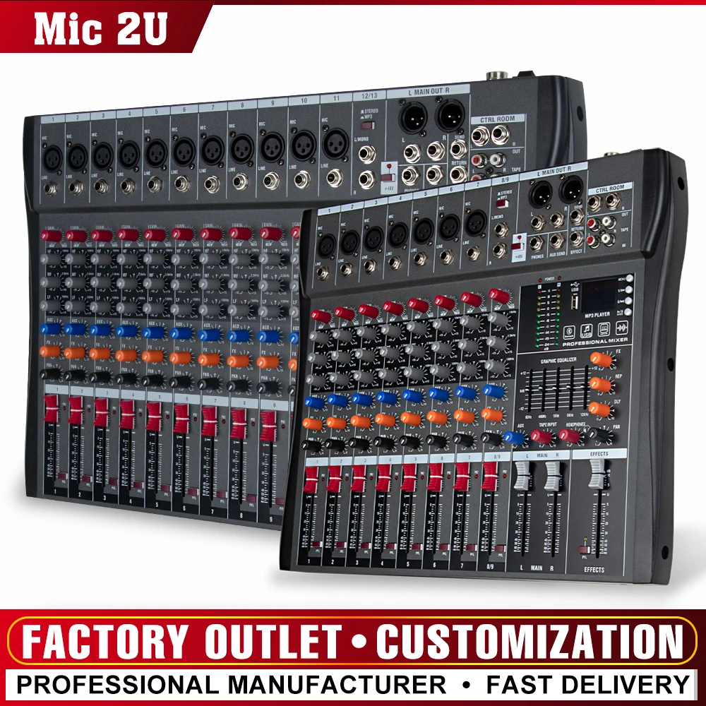 Table de Mixage 8 entrées Micro XLR avec USB - MX 12 USB 