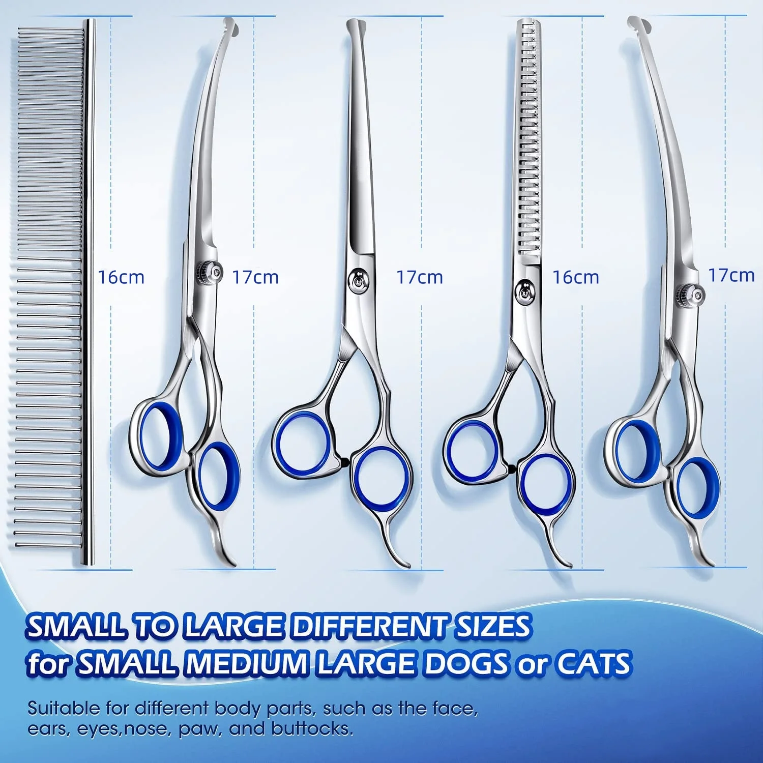 Professional Trimming Dog Beauty Scissors Set 5-in-1 Scissors Safety Roundhead Cutting Dog Hair Bending Sparse Scissor