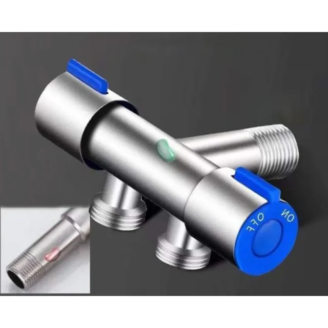 304 Stainless Steel SUS One-In And Two Out Three-way Angle Valve Diverter Washing Machine Special Bathroom Faucet Water Switch 3