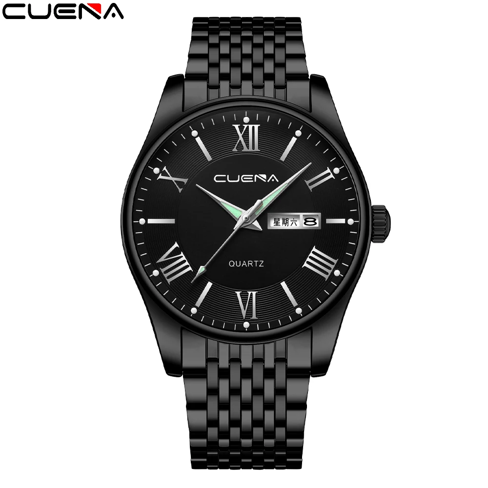 

CUENA Brand Classic Versatile Men's Stainless Steel Watch Ultra-Thin Military Waterproof Luminous Date Clock Relogio Masculino