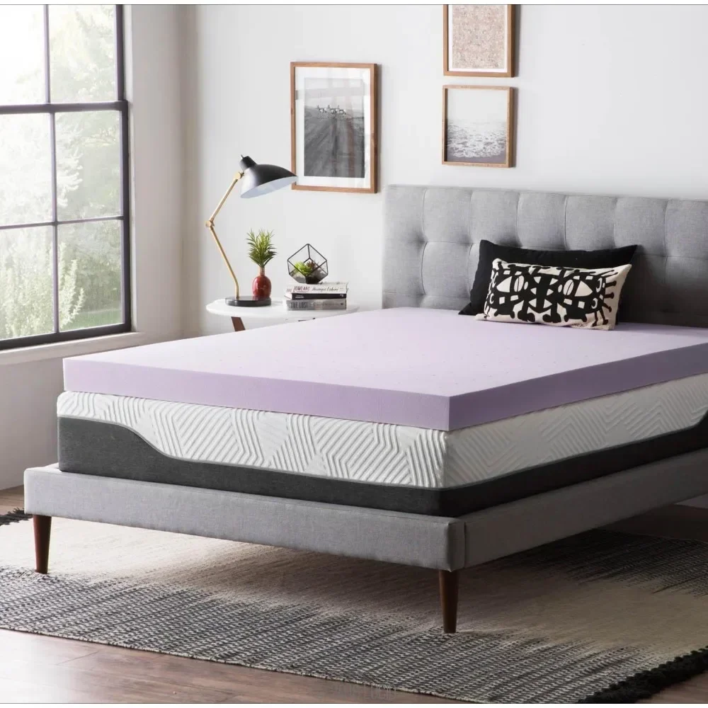 LUCID 4 Inch Lavender Infused Memory Foam Mattress Topper - Ventilated Design - California King Size 4