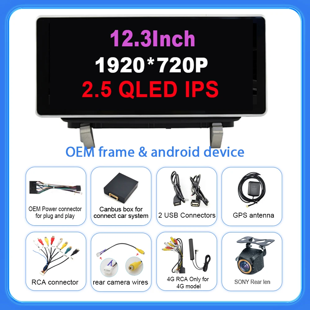 12.3 Inch Carplay Radio Android For AUDI Q3 2013-2018 Multimedia Center Intelligent Car Systems 4G DVD Wifi Touch Screen Display