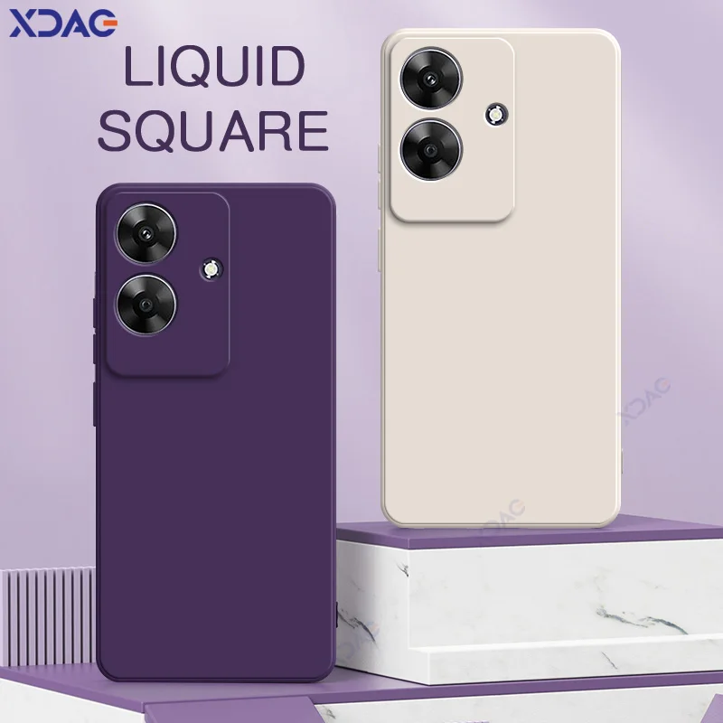 Luxury Dual Layer Cellphone Case Covers with Camera Protection - Soft Square Liquid Silicone Armor