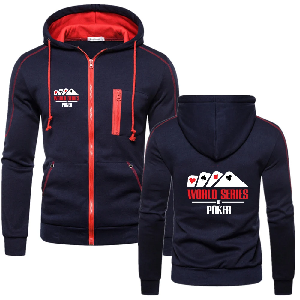World Series of Poker 2023 Fashion Sweatshirts Men High quality Hoodies Keep Warm Zipper Pullover Solid color all-match Top 3