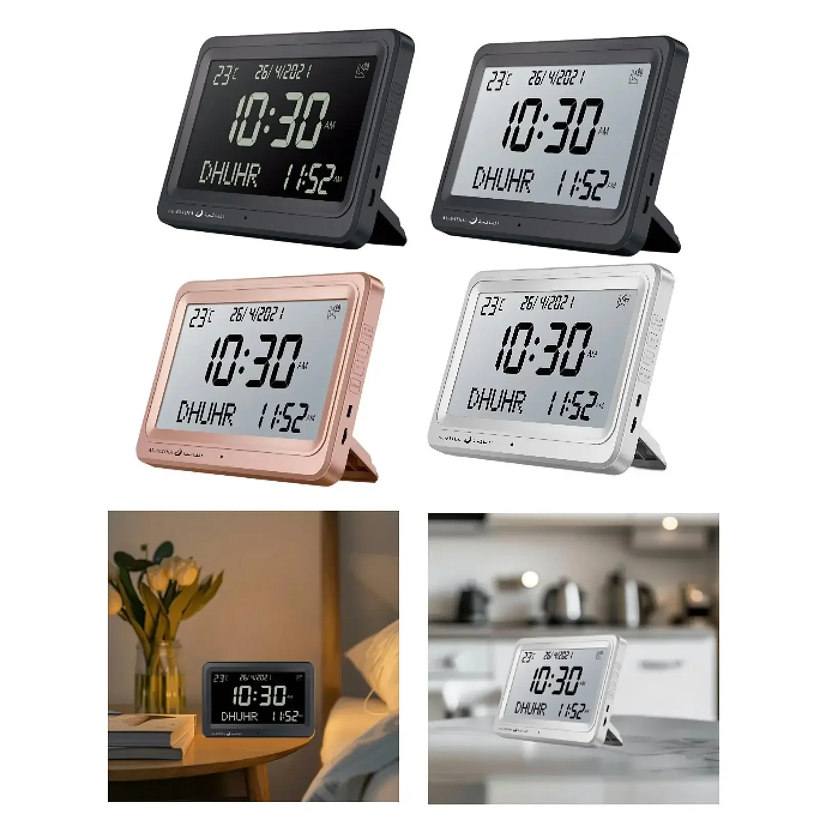 Azan Clock LCD Screen 8 Athan Sounds Calendars Muslim Prayer Desk Home Festival Birthday Decoration Office Household Supplies 3