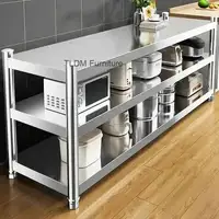 ตู้เก็บของในครัว สแตนเลส ใหม่ โต๊ะทำงานในครัว เตาในครัว ชั้นวางของหลายชั้น เฟอร์นิเจอร์ครัว M Kitchen 2