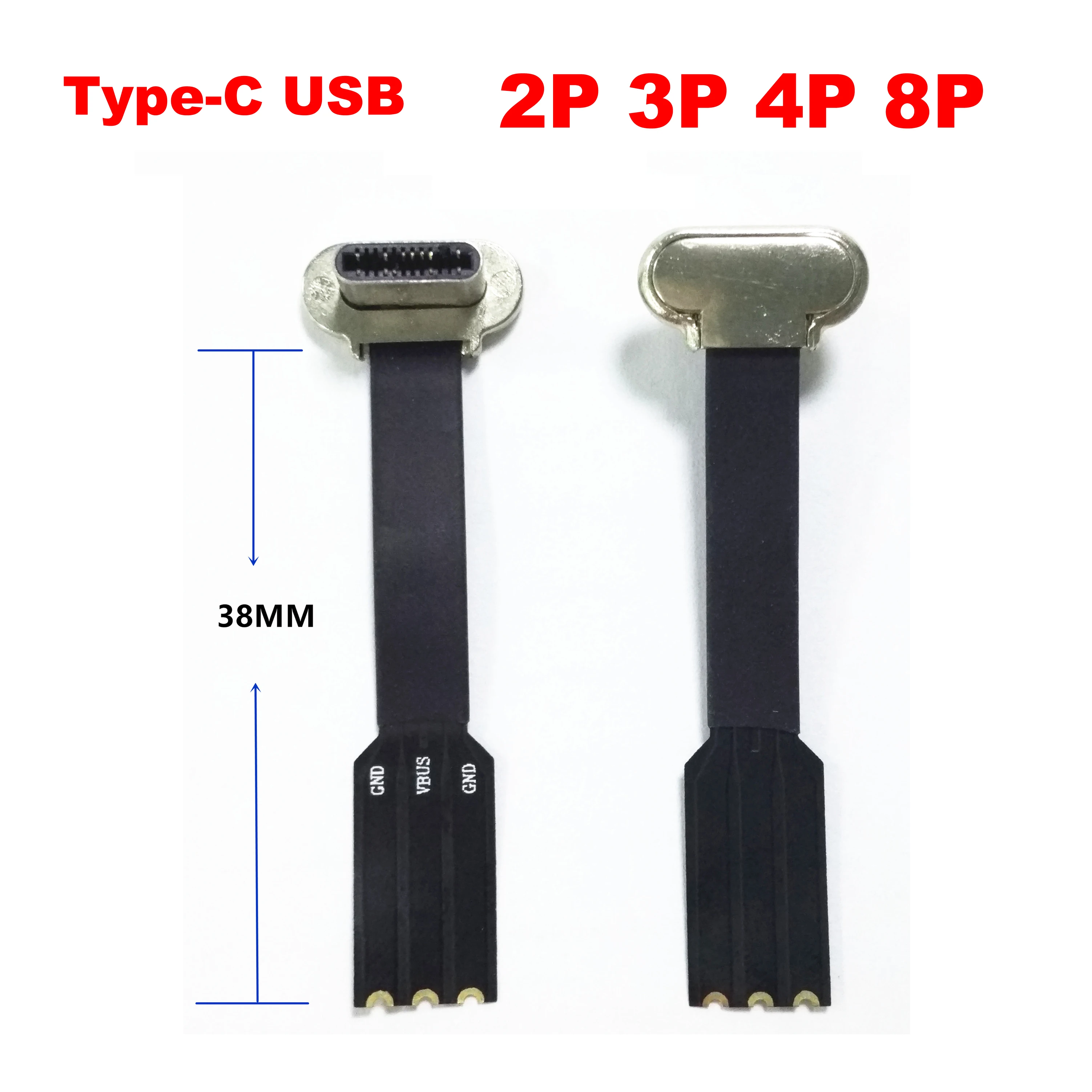 1 stücke 2p 3P 4p 8P 30mm 38mm Männlichen TYPE-C USB FPC Weiche Flache kabel Ladekabel Schnelle Ladung Lade Draht Erweiterung für Telefon