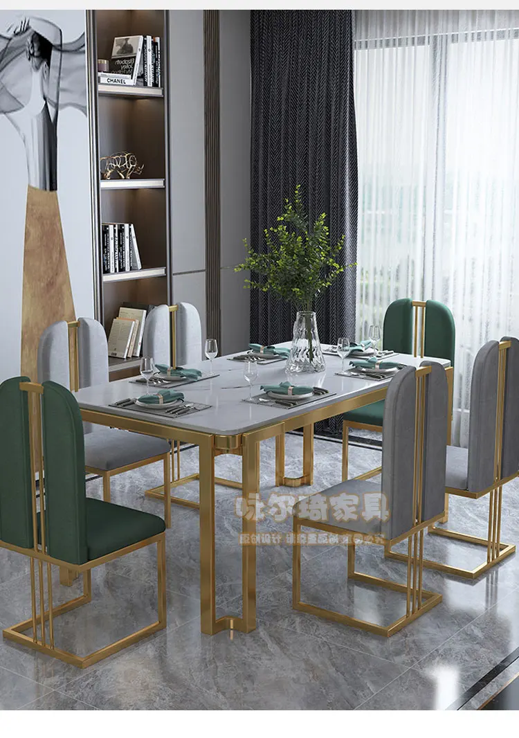 Description Picture 3 of itemUnique Luxury Table Chairs Modern Legs Metal Design Rectangular Dining Table Space Saving Nordic Mesa De Comedor Funiture