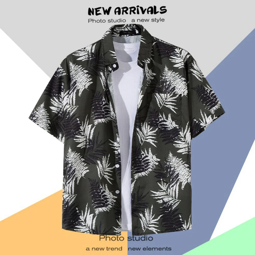 Camicia Hawaiana Personalizzata Con Foto Volto – Uomo, Maniche Corte, In Poliestere, Stampa Floreale Con Visi