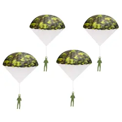 4 Pcs Parachute Toy Tangle Free Throwing Army Camo Toy Parachute Outdoor Children's Flying Toys No Battery nor Assembly Required