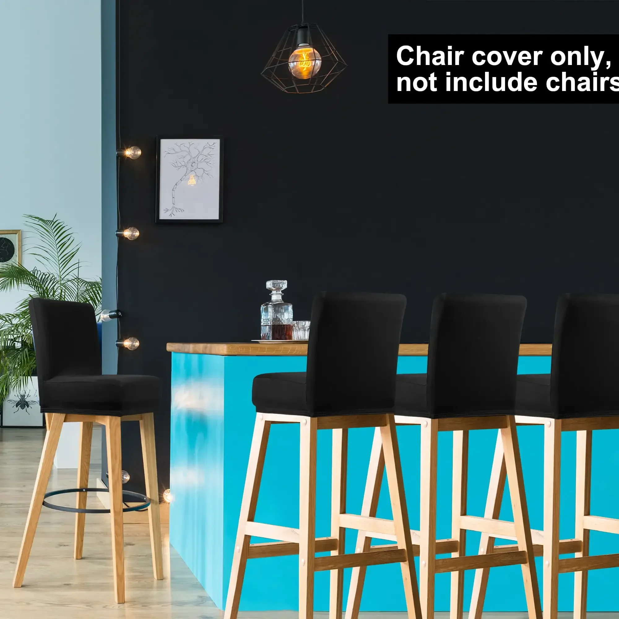 

g Bar Stool Covers Counter Height Side Chair Slipcover Black 4