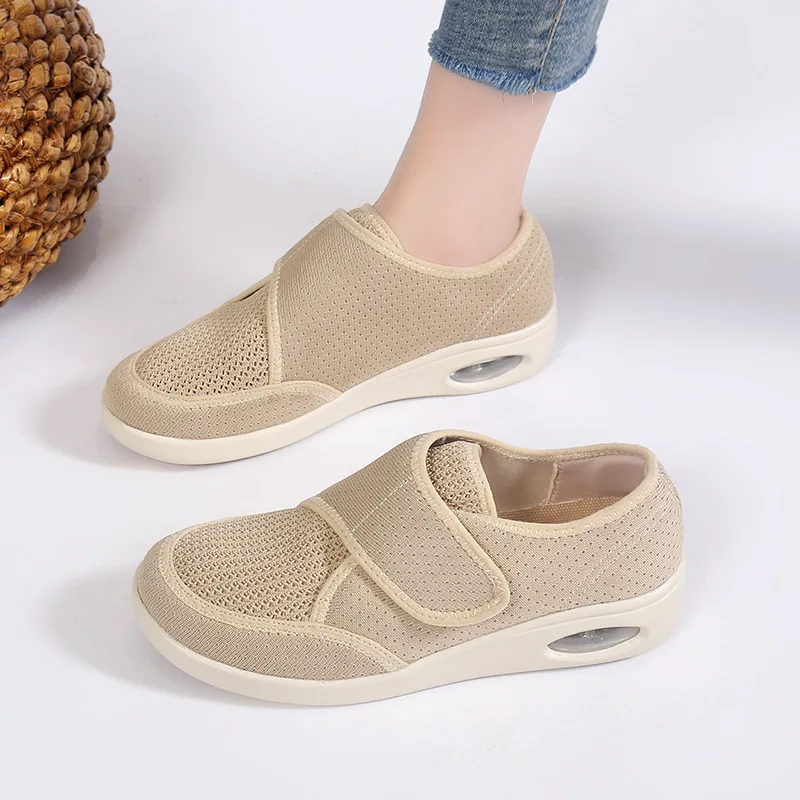new design hook and loop and  more wide  very soft comfortable health shoes for walking and diabetics for  lady 6
